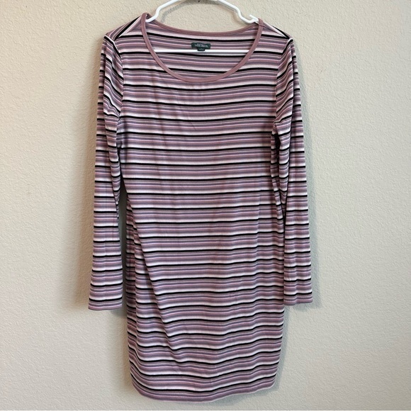 Wild Fable Dress Striped Long Sleeve Stretch Bodycon Crewneck Retro - Picture 1 of 5